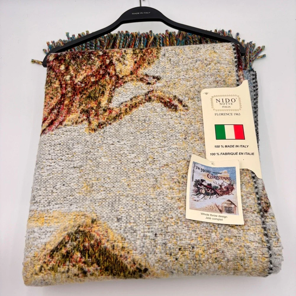 Nido Notte Italia The Night Before Christmas Woven Throw Blanket Made in Italy